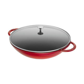 Staub 32cm/5.7L Stainless Steel Wok Kitchen w/ Lid - Red