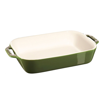 Staub Ceramic 27x20cm Gratin Dish Rectangular Oven Bakeware - Basil Green