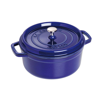 Staub 20cm Cast Iron Round Cocotte Pot w/ Lid - Dark Blue