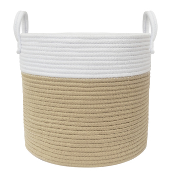 Living Textiles 35cm Cotton Rope Hamper Medium - White/Natural