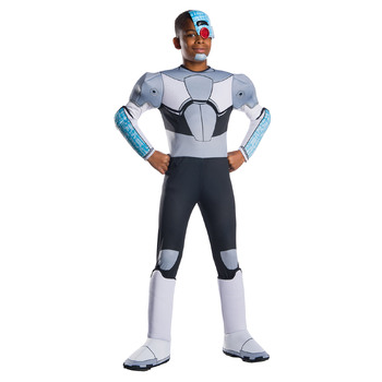 Dc Comics Cyborg Deluxe Boys Dress Up Costume - Size L