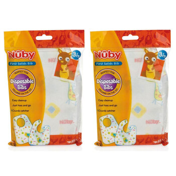 2PK 10pc Nuby Disposable Leak Proof Baby Bibs Assorted