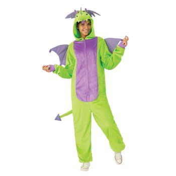 Rubies Green Dragon Furry Onesie Dress Up Costume - Size S-M