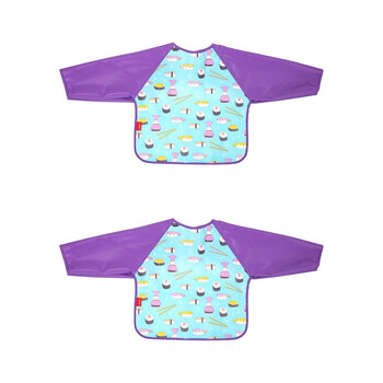 2PK Nuby Cover All Waterproof Longsleeve Baby Bib 12m+ Assorted