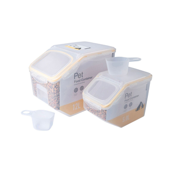 2PK Lock & Lock Cat/Dog Pet Dry Food Storage w/ Scoop Set - Yellow