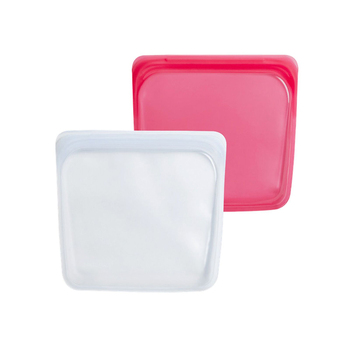 2pc Stasher Silicone 828ml/19cm Reusable Sandwich Bag - Clear/Raspberry