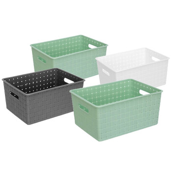 4PK Boxsweden Logan Basket 25.5X18.5X12.5cm Assorted