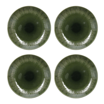 4pc Mikasa Jardin Stoneware Dinner Plate Set, 27cm - Green