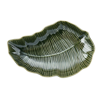 Mikasa Jardin Stoneware Leaf Serving Bowl, 31.5cm - Green