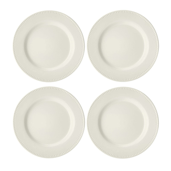 4pc Mikasa Cranborne Stoneware Dinner Plate Set, 27cm - Cream