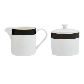 2pc Mikasa Luxe Deco China Sugar Pot and Creamer Set, 245ml, White