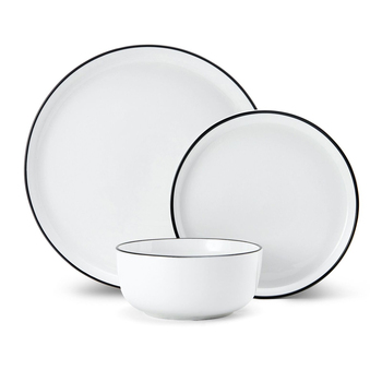 12pc Mikasa Limestone Kitchen Porcelain Dinner Set, White