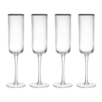 4pc Mikasa Sorrento Crystal Flute Glass Set, 200ml