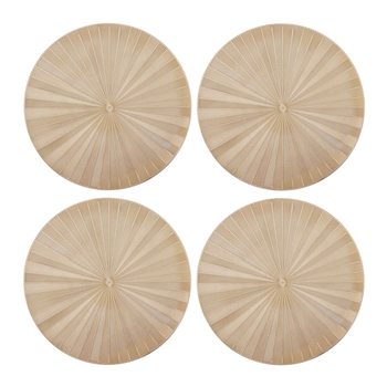 4pc Mikasa Round PU Gold Kitchen Table Placemat Set, 38cm