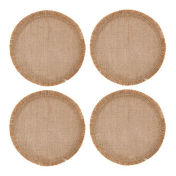 4pc Mikasa Round Hessian Placemat Set, Natural, 38cm