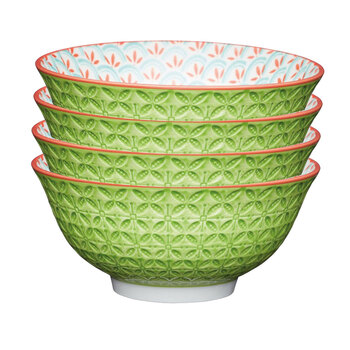 4PK Mikasa Does it All Kitchen Glazed Bowl 15.7cm - Geometric Line