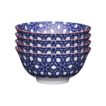 4PK Mikasa Does it All Kitchen Glazed Bowl 15.7cm - Blue Floral