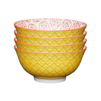 4PK Mikasa Does it All Kitchen Glazed Bowl 15.7cm - Yellow Floral