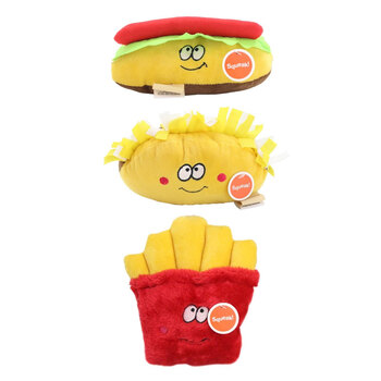 3PK Paws & Claws Fast Food Plush Clip Strip 17cm Assorted