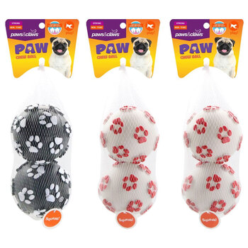 3PK 2PK Paws & Claws Paw Print Ball Vinyl 10cm Assorted