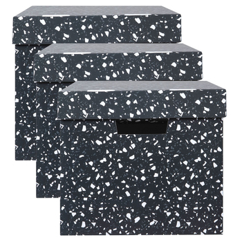 3PK Marbig Patterned 41.5cm Archive Box Document Holder w/ Lid - Terrazzo