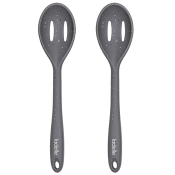 2x Ladelle Craft Grey Speckled Silicone Slotted Spoon Cooking/Serving Utensil