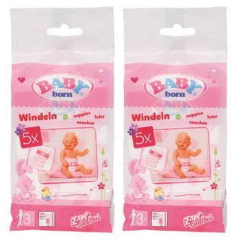 2x 5pc Baby Born Nappies for Baby Dolls