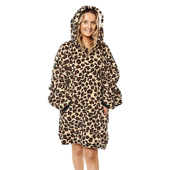 Hotto Premium Cuddle Hoodie/Hooded Blanket One Size Leopard