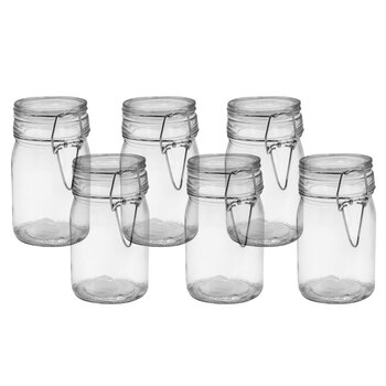 6PK Lemon & Lime Fresco 12cm/240ml Glass Clip Jar - Clear