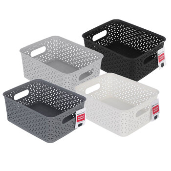 4PK Boxsweden Wicker Design Organiser Basket Assorted 24.5X18.5X10cm