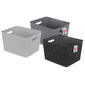 3PK Boxsweden Wicker Design Organiser Basket Assorted 35.5X29X22cm