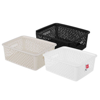 3PK Boxsweden Medallion Basket With Lid 14.5L Assorted 36.5X30X13.5cm