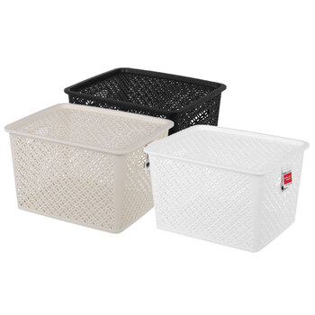 3PK Boxsweden Medallion Basket With Lid 19L Assorted 36.5X30X22cm