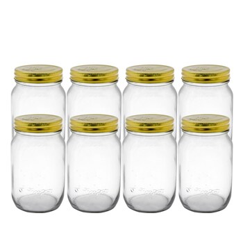 8PK Lemon & Lime Roma 550ml/13cm Glass Conserve Jar w/ Gold Lid - Clear