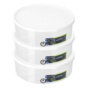 3PK Lemon & Lime Keep Fresh Stackable Food Storer 4L Round 28X27X8.5cm