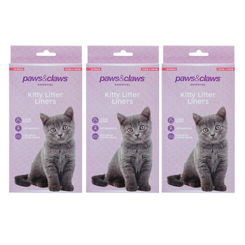 3x 10PK Paws & Claws Kitty Litter Liners 72x30cm