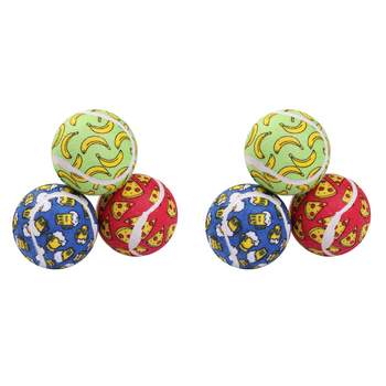 2x 3PK Paws & Claws Tennis Balls 6cm Printed Assorted