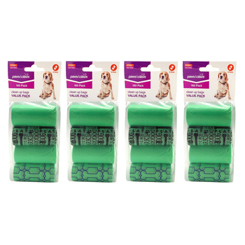 4PK Paws And Claws Clean Up Bags Value Pack 8 Rolls / 160 Bags Assorted