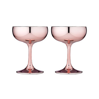 2pc Tempa Aurora Rose Coupe Glass