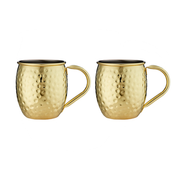 2pc Tempa Spencer Hammered Gold Handled Mug