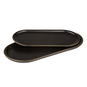 2pc Tempa Asteria Black Oblong Serving Tray Set