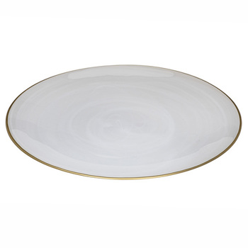 Ismay Large 33cm Round Glass Platter Tableware - White