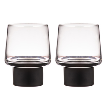 2PK Aurora Clear 200ml Glass Tumbler Cup Set - Matte Black