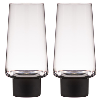 2PK Aurora Clear 350ml Highball Tumbler Glasses - Matte Black