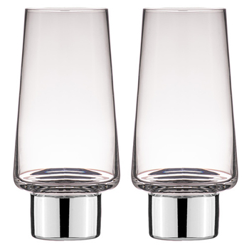 2PK Aurora Clear 350ml Highball Tumbler Glasses - Silver