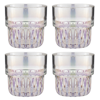 4pc Tempa Skye Opal Lowball Glass Drinking Tumblers 8.5x8.5x8.5cm