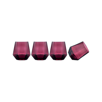 4PK Tempa Jaxon Plum Geometric Glass Drinking Tumbler 9x9.5cm