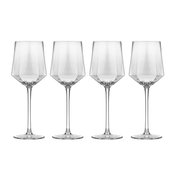 4PK Tempa Jaxon Clear Geometric Wine Drinking Glasses 24cm