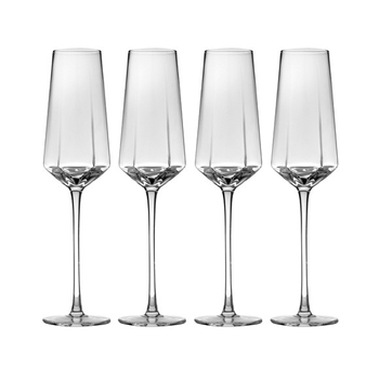 4PK Tempa Jaxon Clear Geometric Champagne Drinking Glasses 26cm