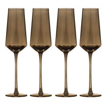 4PK Tempa Jaxon Geometric Espresso Champagne Drinking Glasses 26cm